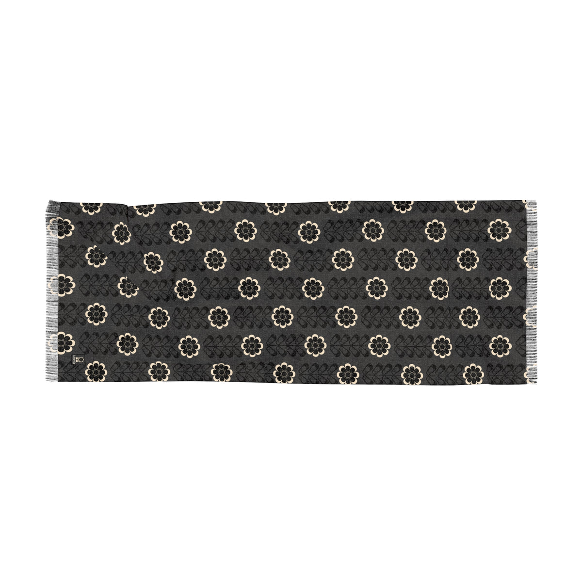 Buttery Soft Pashmina Scarf: Ebony + Ivory ~ Light Scarf in Neutral Black, Charcoal & White Floral Print