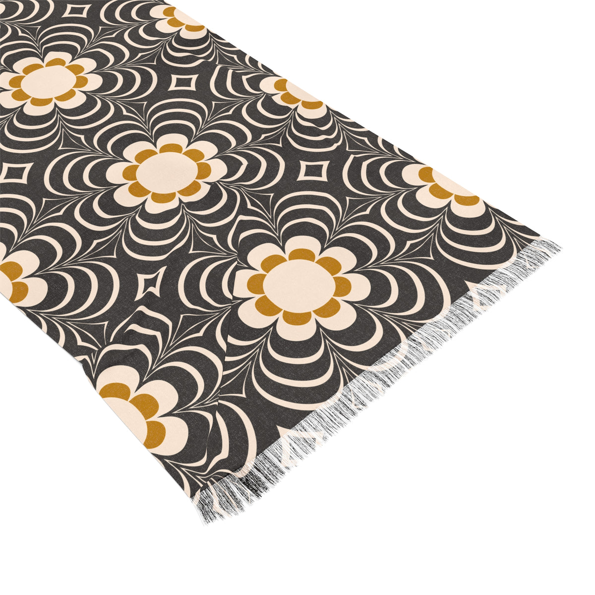 Miss Taro: Light Scarf in Mustard, Charcoal & Cream Floral Print