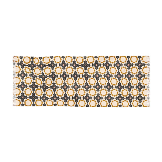 Buttery Soft Pashmina Scarf: Shelly Beach ~ Light Scarf in Mustard, Charcoal, Cream & Pink Floral Print