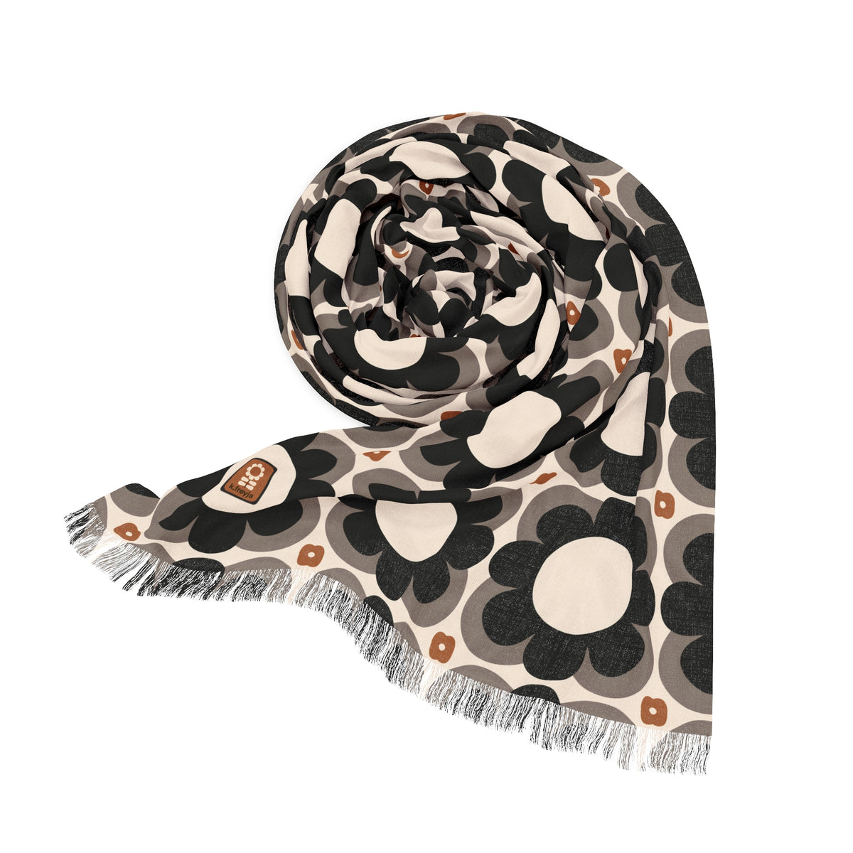 Buttery Soft Pashmina Scarf: Casablanca ~ Light Scarf in Neutral Floral Print
