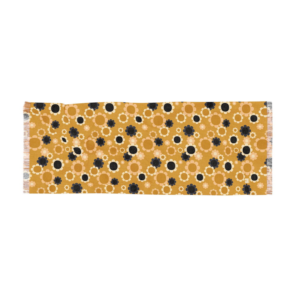 Buttery Soft Pashmina Scarf: Flower Child ~ Light Floral Scarf in Deep Yellow, Light Pink, Charcoal, Navy & Cream Floral Print